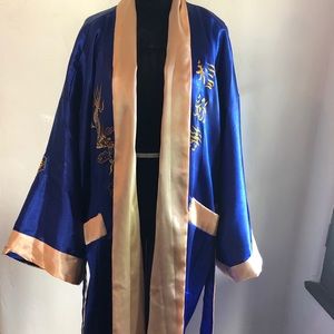 Satin Robe Embroidered Kimono style